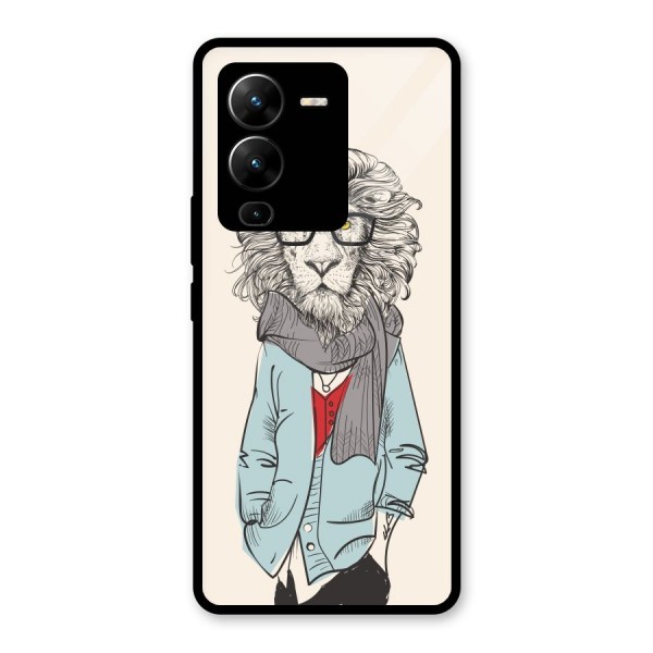 Stylish Lion Glass Back Case for Vivo V25 Pro