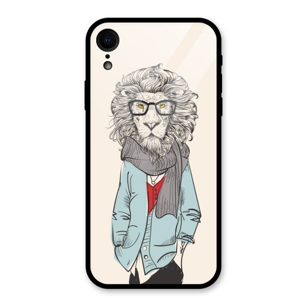 Stylish Lion Glass Back Case for XR