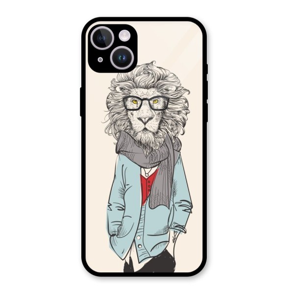 Stylish Lion Glass Back Case for iPhone 14 Plus