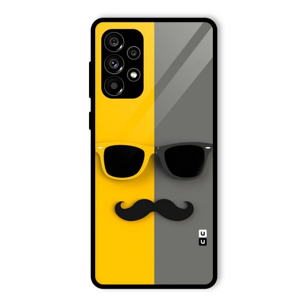 Sunglasses and Moustache Glass Back Case for Galaxy A73 5G