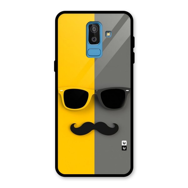 Sunglasses and Moustache Glass Back Case for Galaxy J8