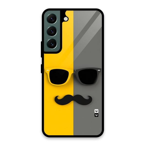 Sunglasses and Moustache Glass Back Case for Galaxy S22 5G