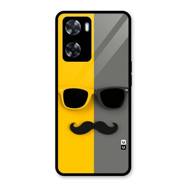 Sunglasses and Moustache Glass Back Case for Oppo A57 2022