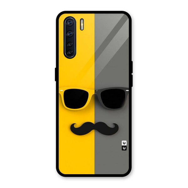 Sunglasses and Moustache Glass Back Case for Oppo F15