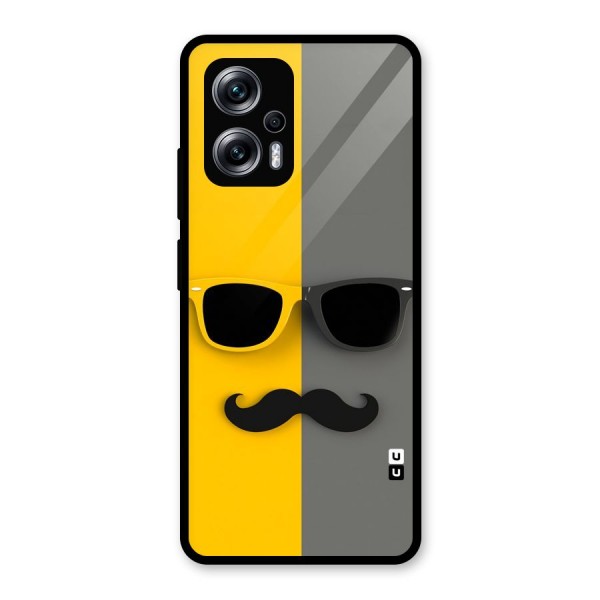 Sunglasses and Moustache Glass Back Case for Redmi K50i