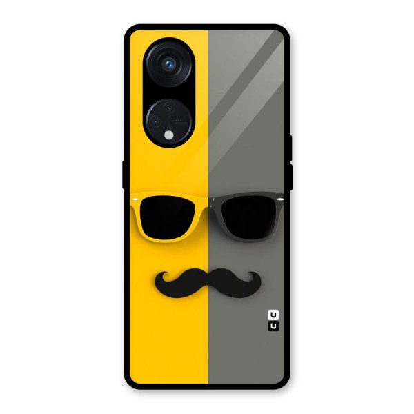 Sunglasses and Moustache Glass Back Case for Reno8 T 5G