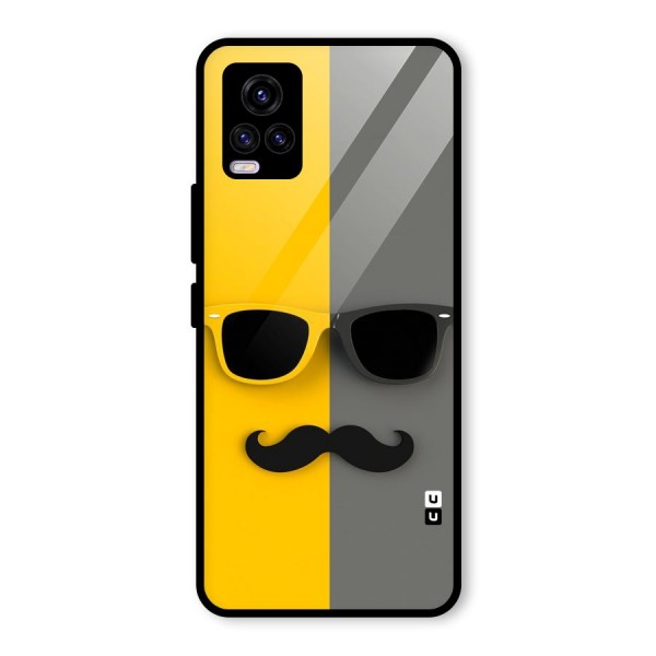 Sunglasses and Moustache Glass Back Case for Vivo V20