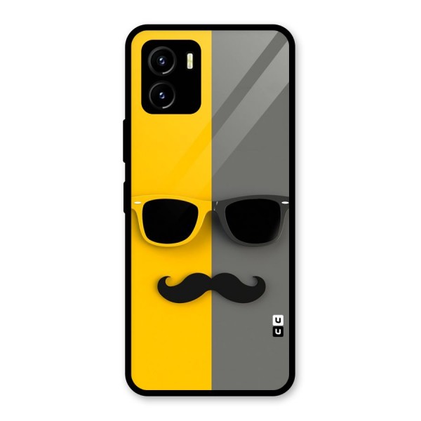 Sunglasses and Moustache Glass Back Case for Vivo Y15s