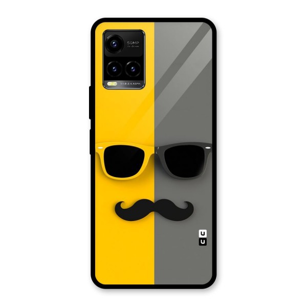 Sunglasses and Moustache Glass Back Case for Vivo Y21G