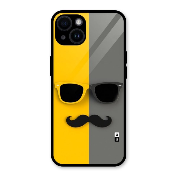 Sunglasses and Moustache Glass Back Case for iPhone 14