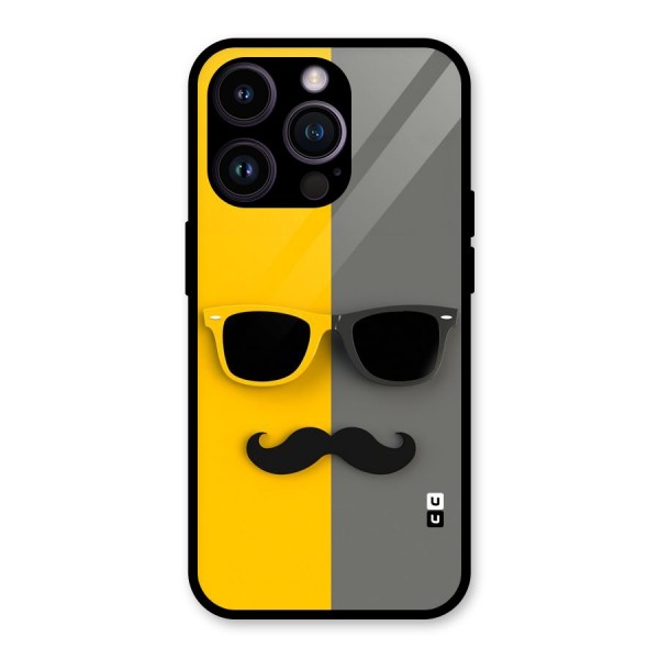 Sunglasses and Moustache Glass Back Case for iPhone 14 Pro