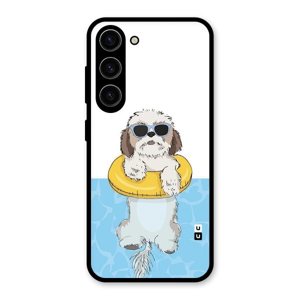 Swimming Doggo Glass Back Case for Galaxy S23