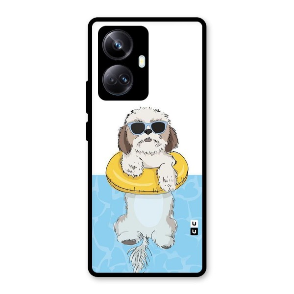 Swimming Doggo Glass Back Case for Realme 10 Pro Plus