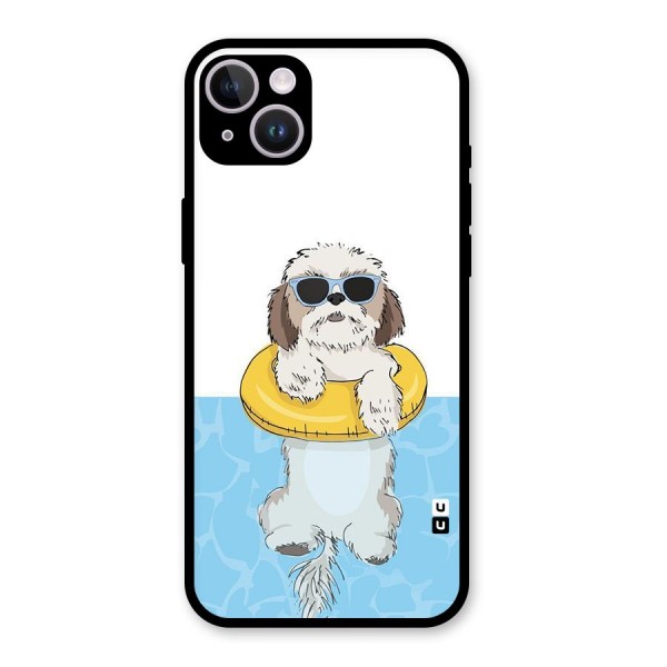 Swimming Doggo Glass Back Case for iPhone 14 Plus