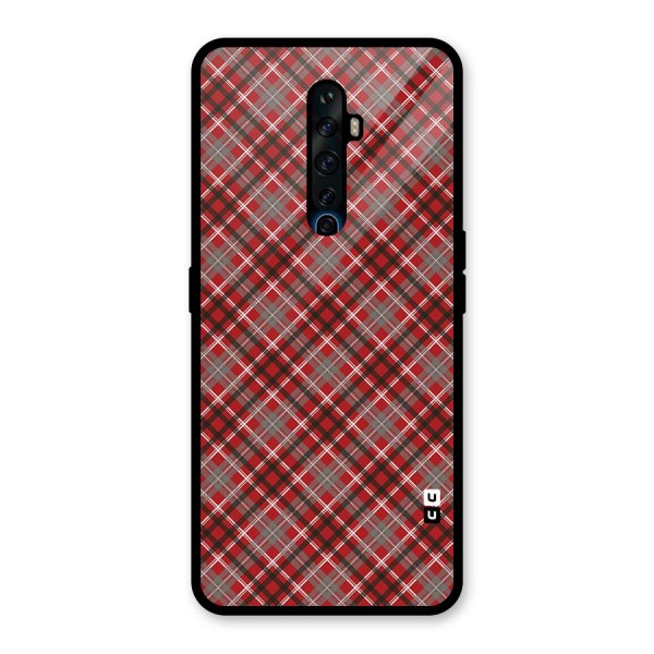 Textile Check Pattern Glass Back Case for Oppo Reno2 Z