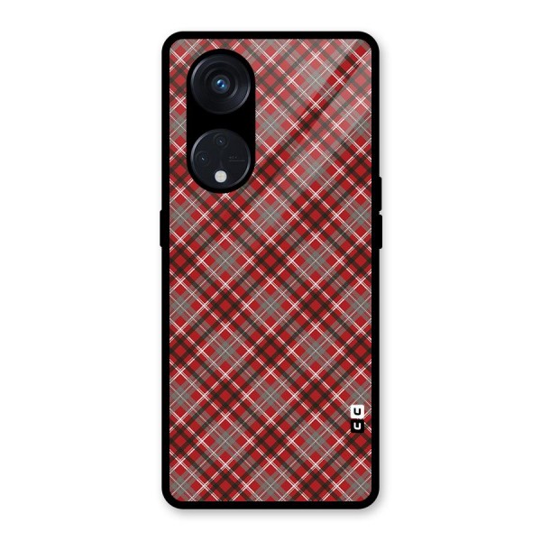 Textile Check Pattern Glass Back Case for Reno8 T 5G