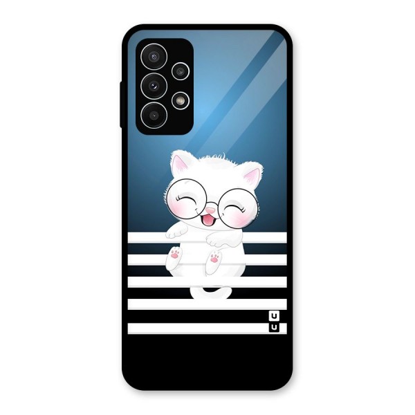 The Cat on Stripes Glass Back Case for Galaxy A23