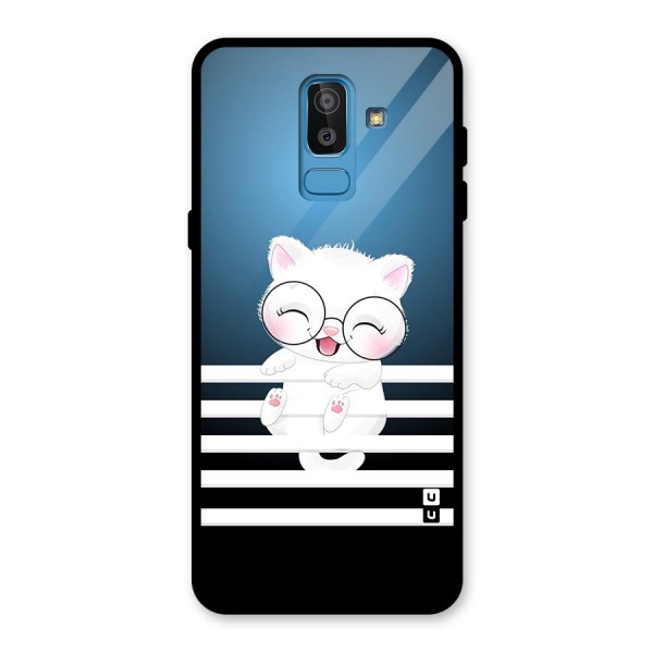 The Cat on Stripes Glass Back Case for Galaxy J8