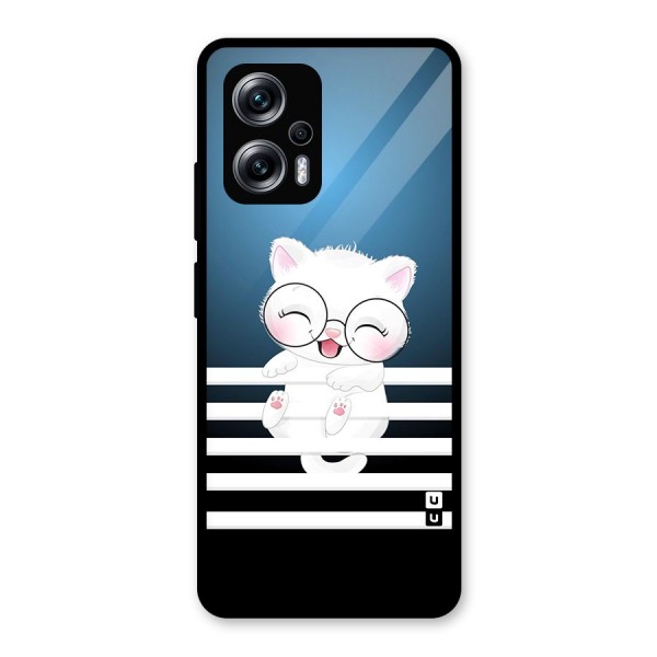 The Cat on Stripes Glass Back Case for Redmi K50i