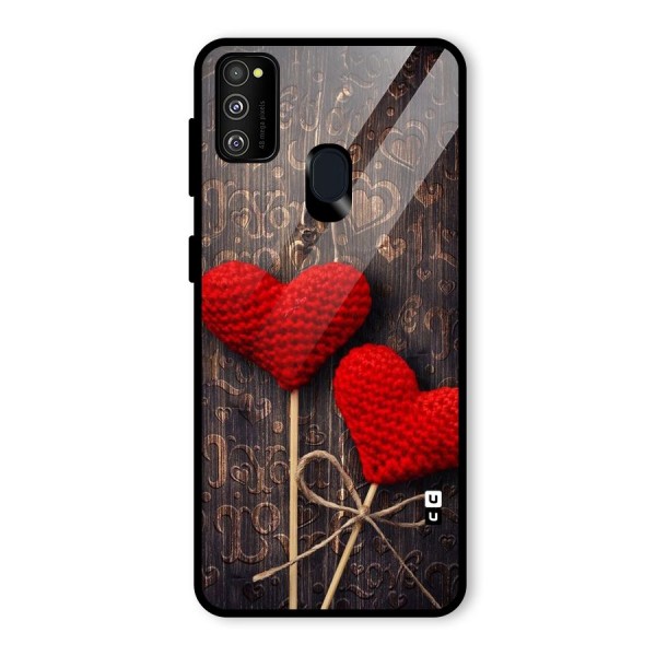 Thread Art Wooden Print Glass Back Case for Galaxy M21