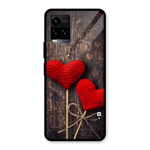 Thread Art Wooden Print Glass Back Case for Vivo Y33s