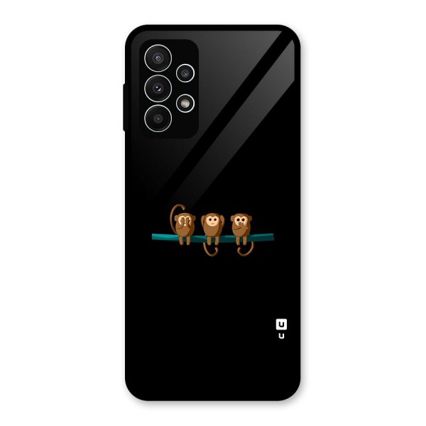 Three Cute Monkeys Glass Back Case for Galaxy A23