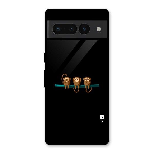 Three Cute Monkeys Glass Back Case for Google Pixel 7 Pro