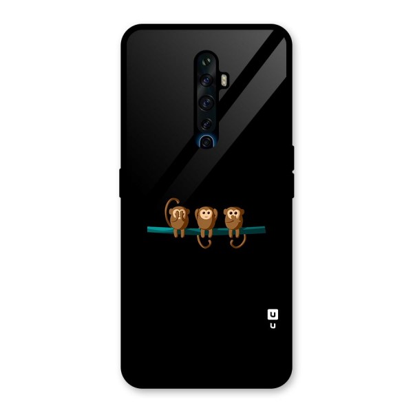 Three Cute Monkeys Glass Back Case for Oppo Reno2 Z