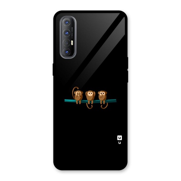 Three Cute Monkeys Glass Back Case for Oppo Reno3 Pro