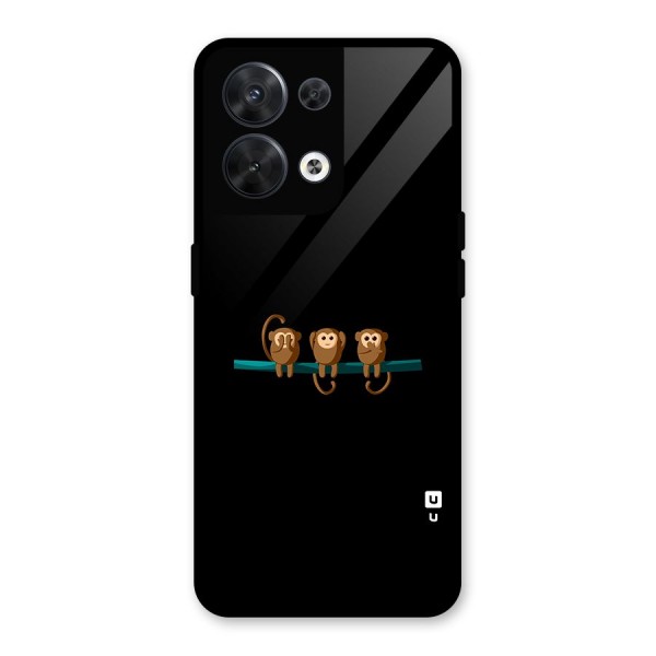 Three Cute Monkeys Glass Back Case for Oppo Reno8 5G