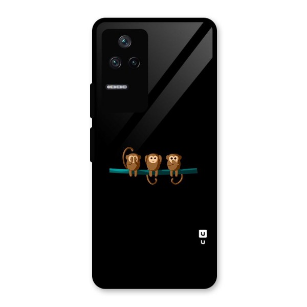 Three Cute Monkeys Glass Back Case for Poco F4 5G