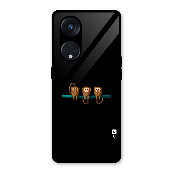 Three Cute Monkeys Glass Back Case for Reno8 T 5G