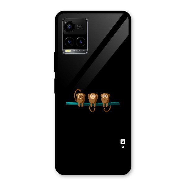 Three Cute Monkeys Glass Back Case for Vivo Y21 2021