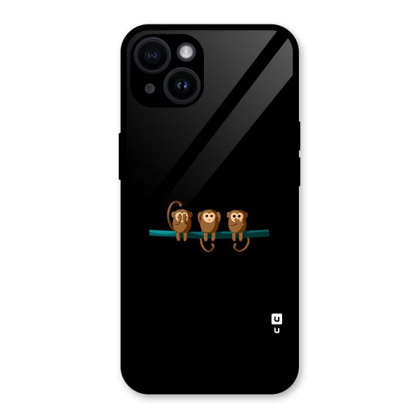 Three Cute Monkeys Glass Back Case for iPhone 14