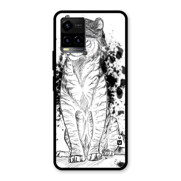 Tiger Wink Glass Back Case for Vivo Y21A