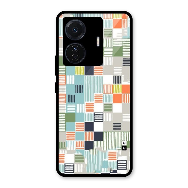 Tiny Boxes Stripes Glass Back Case for Vivo T1 Pro