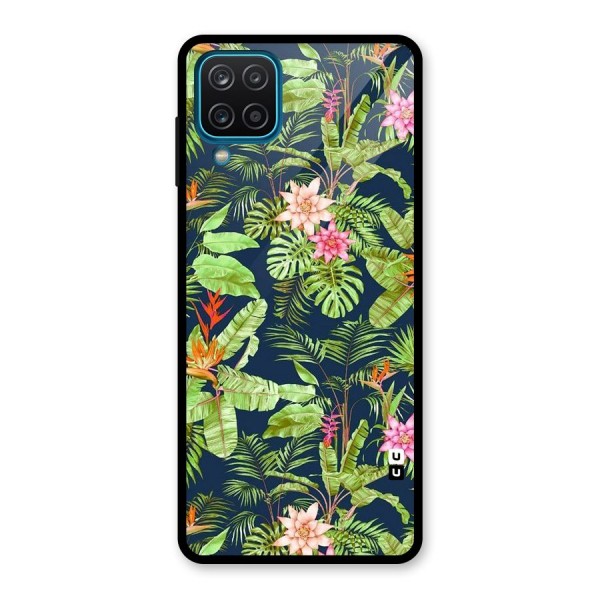 Tiny Flower Leaves Glass Back Case for Galaxy A12