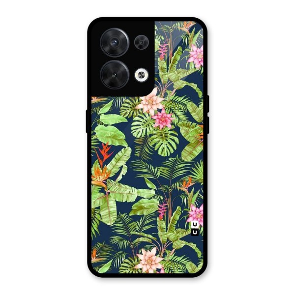 Tiny Flower Leaves Glass Back Case for Oppo Reno8 5G