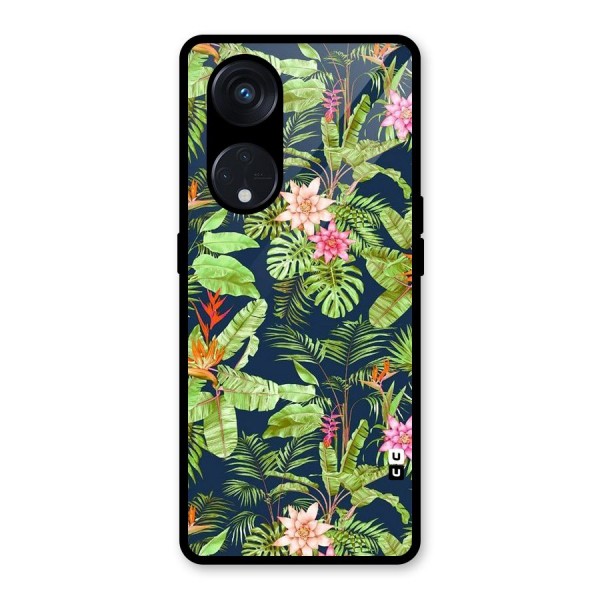 Tiny Flower Leaves Glass Back Case for Reno8 T 5G