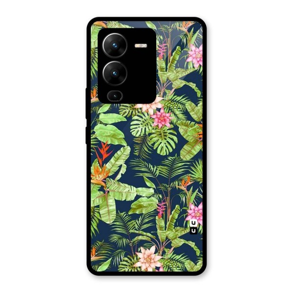 Tiny Flower Leaves Glass Back Case for Vivo V25 Pro