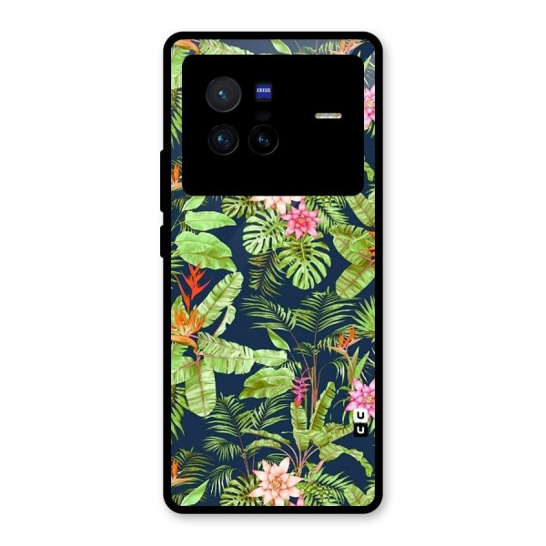 Tiny Flower Leaves Glass Back Case for Vivo X80