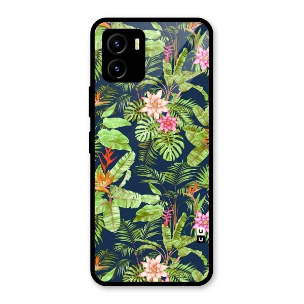 Tiny Flower Leaves Glass Back Case for Vivo Y15s