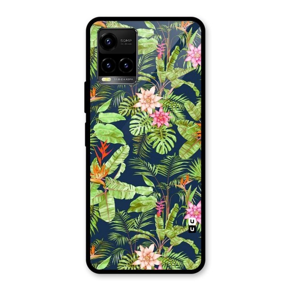 Tiny Flower Leaves Glass Back Case for Vivo Y21G