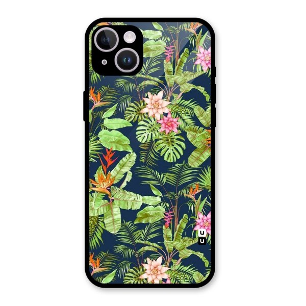 Tiny Flower Leaves Glass Back Case for iPhone 14 Plus