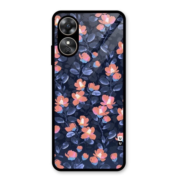 Tiny Peach Flowers Glass Back Case for Oppo A17