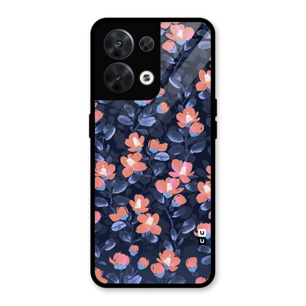 Tiny Peach Flowers Glass Back Case for Oppo Reno8 5G