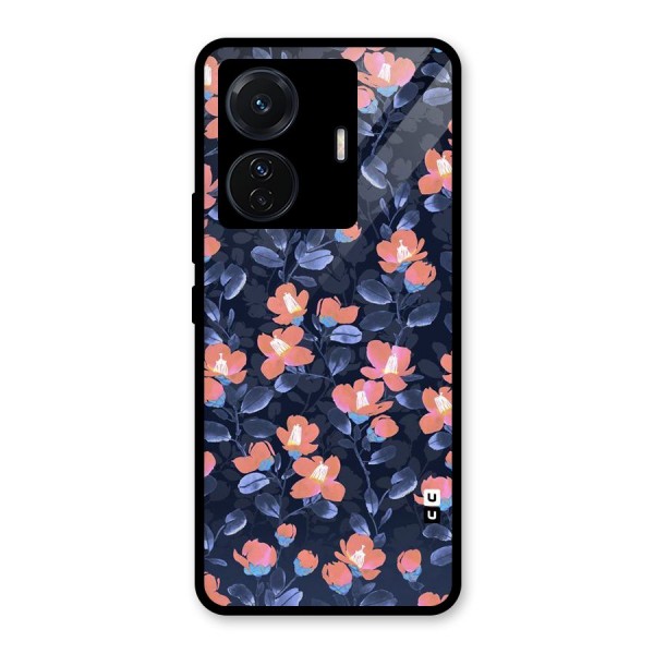 Tiny Peach Flowers Glass Back Case for Vivo T1 Pro