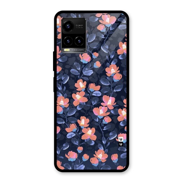 Tiny Peach Flowers Glass Back Case for Vivo Y21A