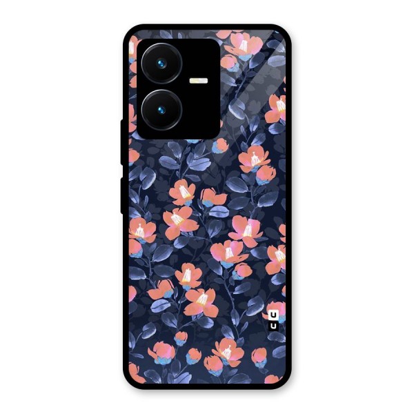 Tiny Peach Flowers Glass Back Case for Vivo Y22