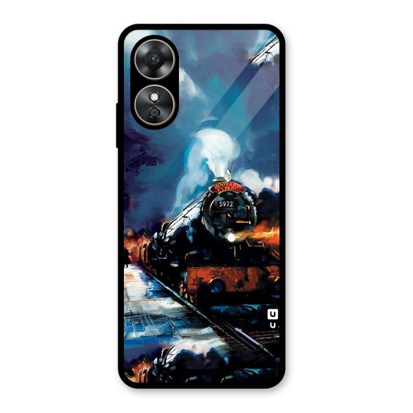 Train Art Glass Back Case for Oppo A17